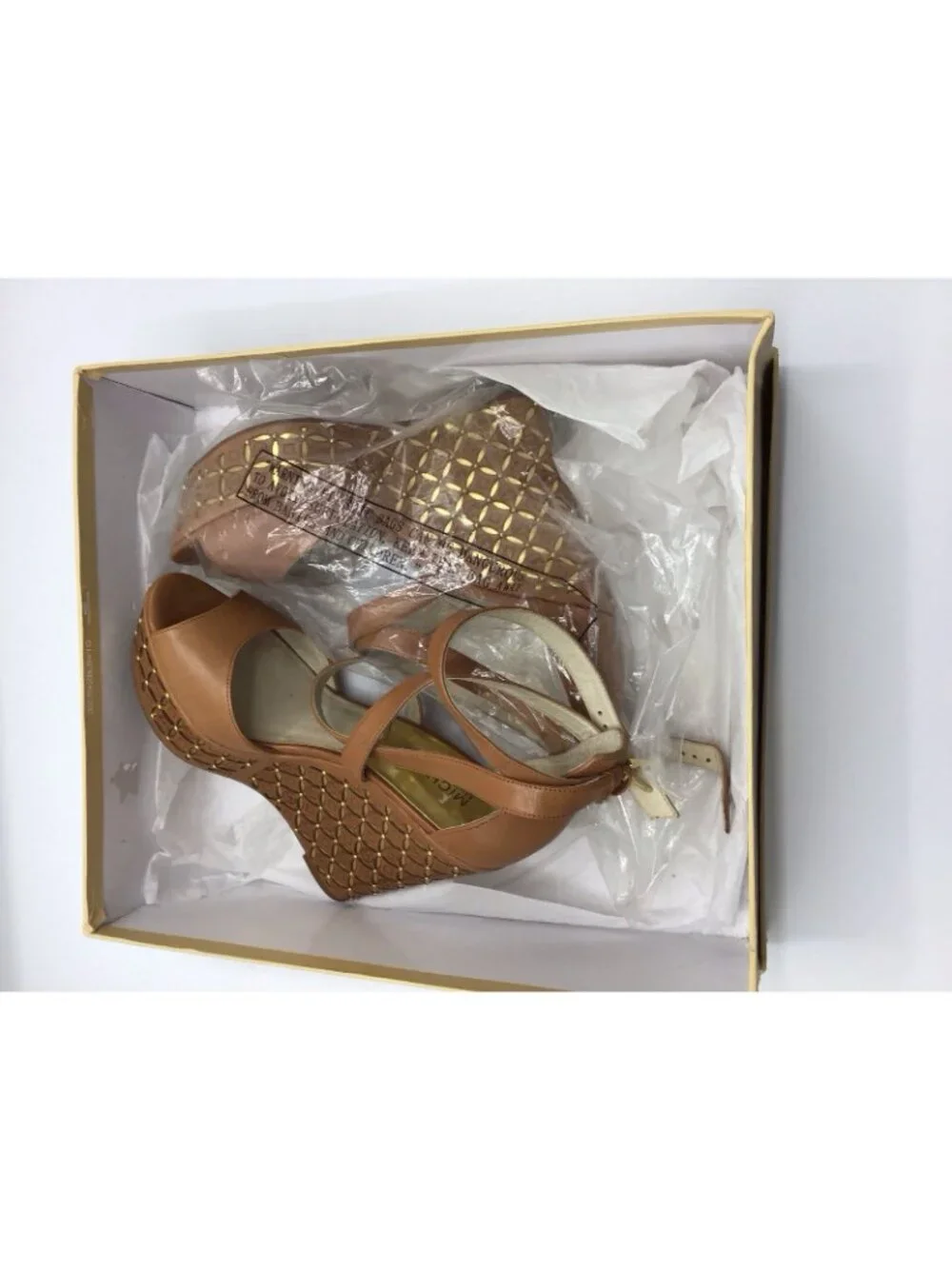 Michael Kors Gabriella Brown Leather Wedges Size7/2